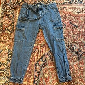 Only Brand Tie Waist Cargo Jean